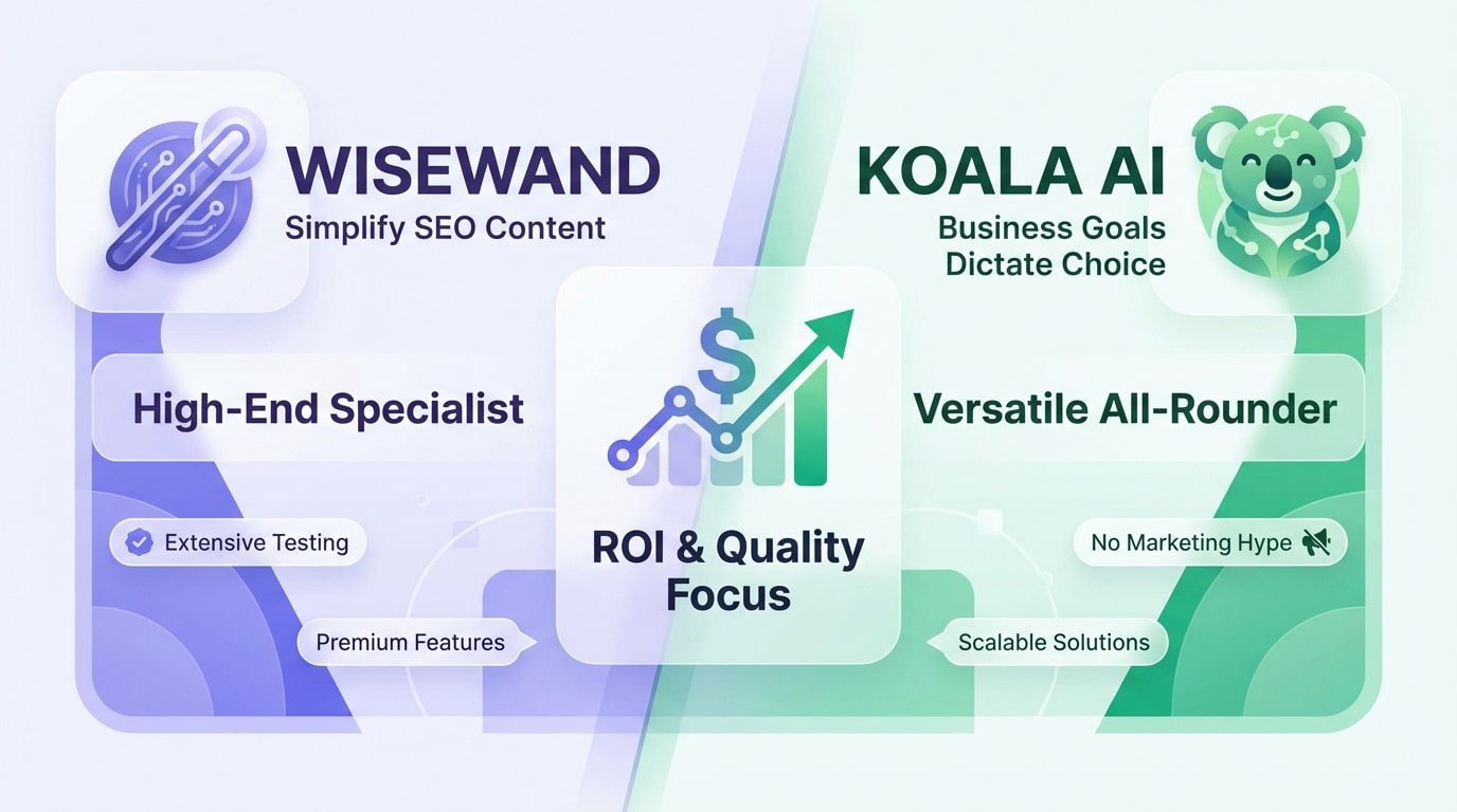 Comparison between Wisewand and Koala AI for affiliate marketing content generation