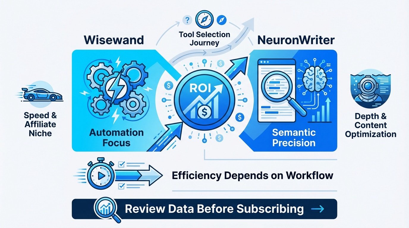 Comparison between Wisewand and NeuronWriter SEO writing tools for affiliate and semantic optimization