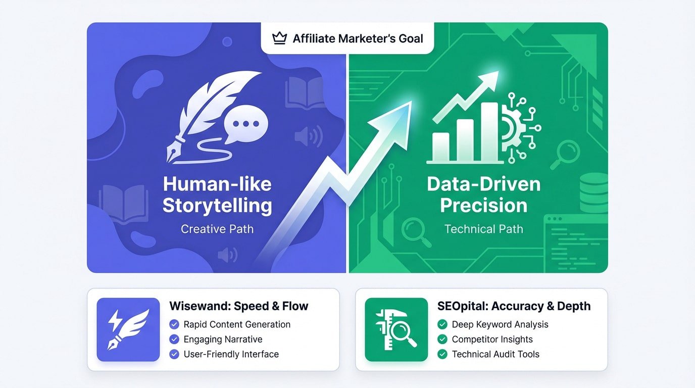 Comparison between Wisewand and SEOpital for affiliate marketing strategies